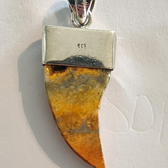 Artisan Sterling Silver Earthy Stone Bumble Bee Jasper Horn Pendant Jeweley - Picture 4 of 6
